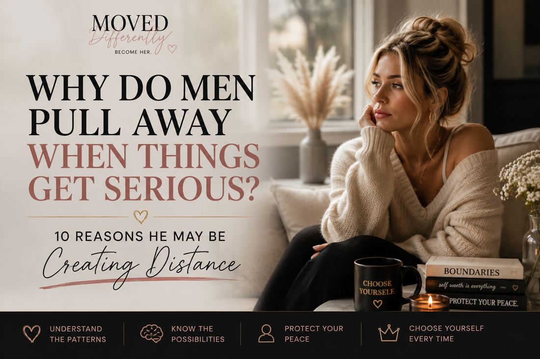 A woman sitting thoughtfully by a window after noticing emotional distance in a relationship.